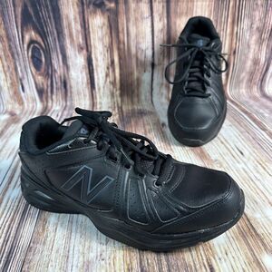 New Balance 409 Mens Size 7.5 D Black Leather Comfort Walking Shoes Sneakers EUC